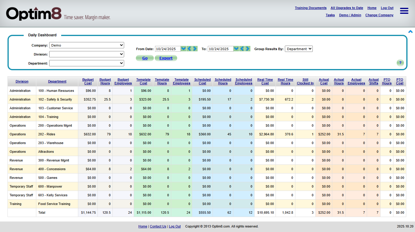 Optim8 Dashboard